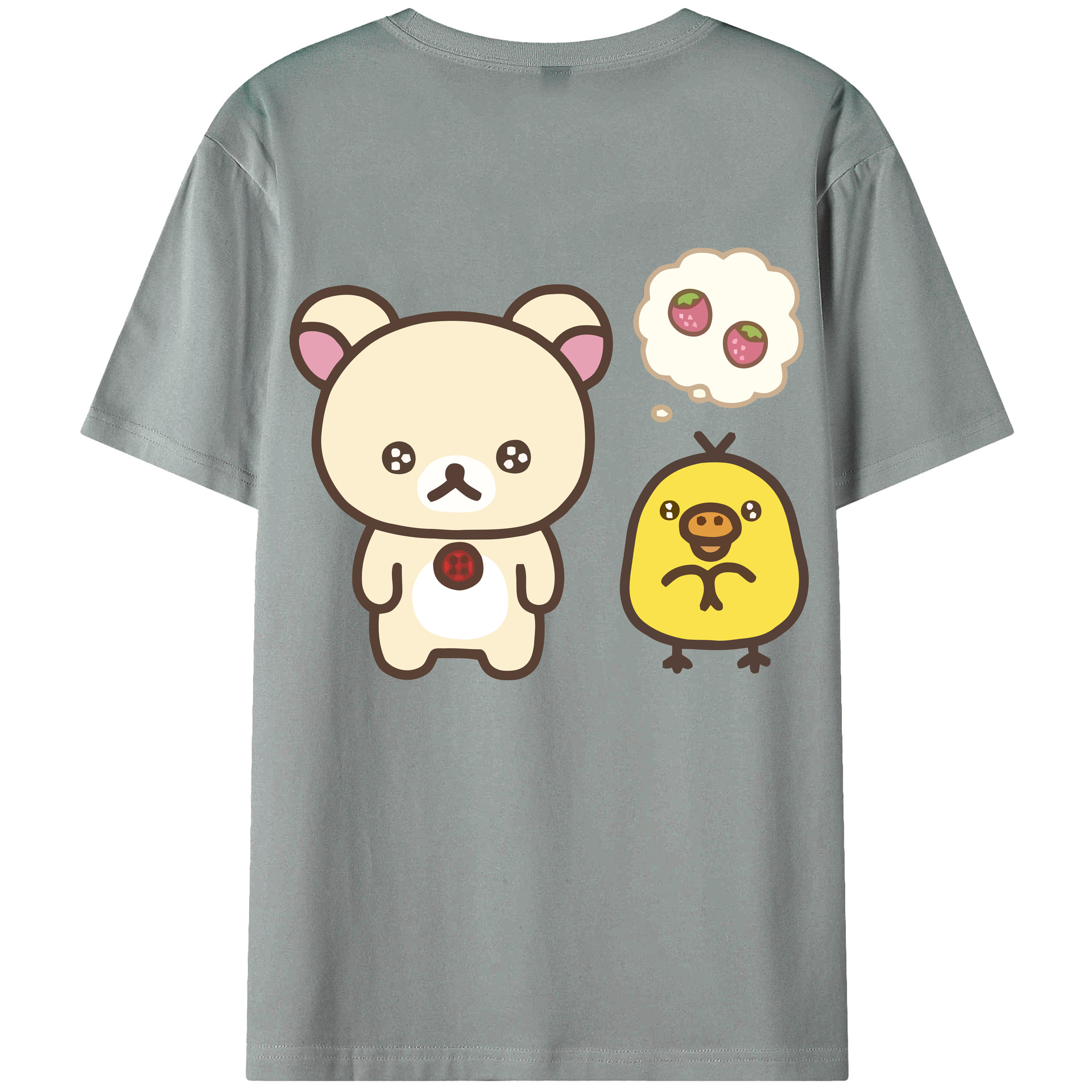 （画像用） リラックマ リラックマ キイロイトリ Rilakkuma Korilakkuma Kiiroitori 綿100％ メンズ半袖Tシャツ（バックプリント） 通気性